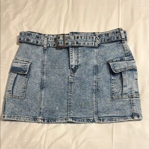 Sincerely Jules Denim Mini Skirt with Belt